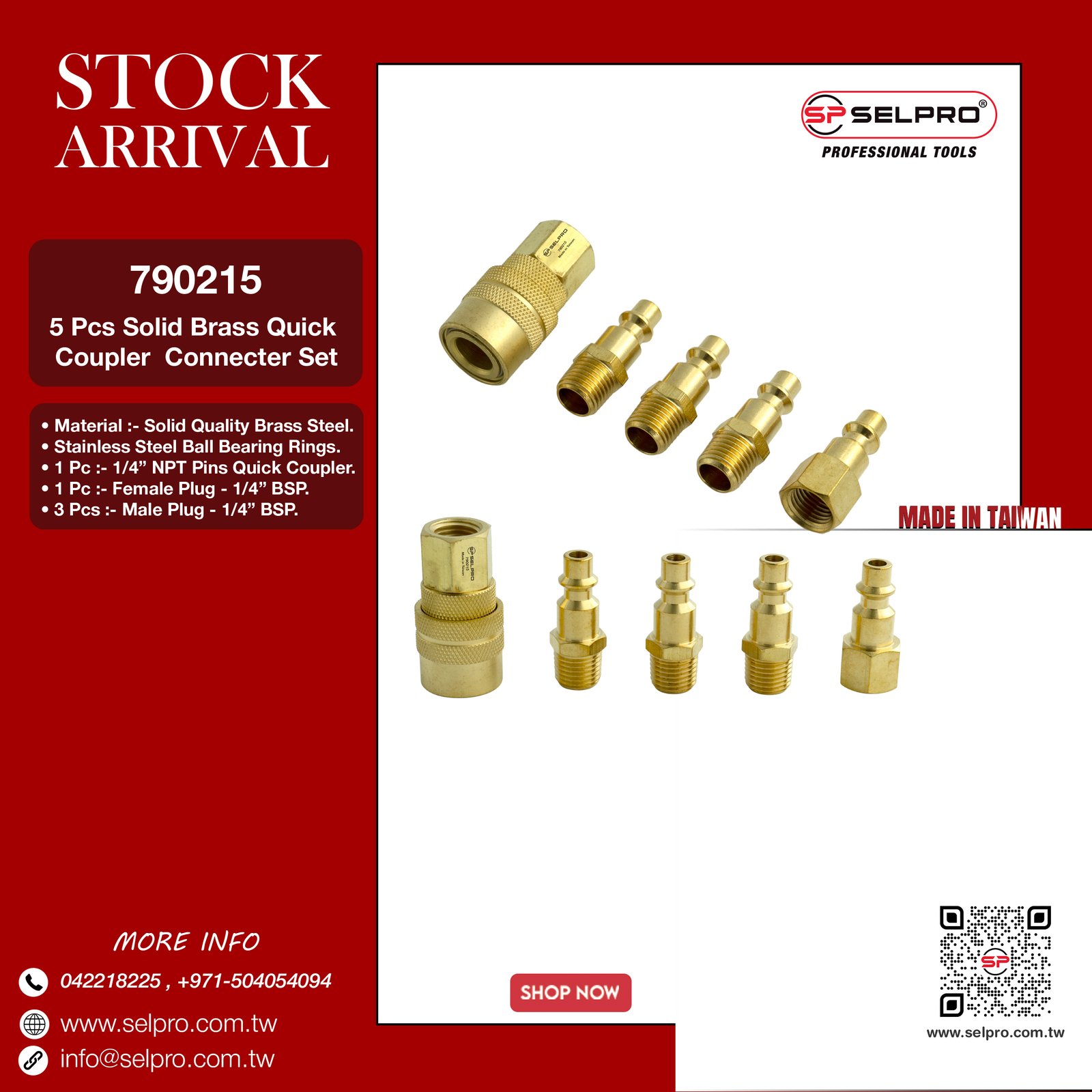 5 Pcs Solid Brass Quick Coupler Connecter Set